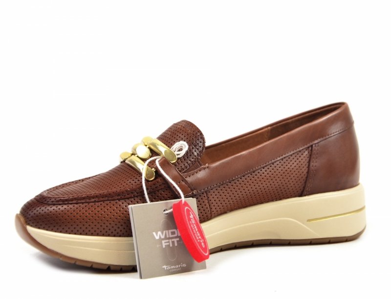 Mokasyny 40 TAMARIS 84700 skóra brązowe skórzane półbuty 