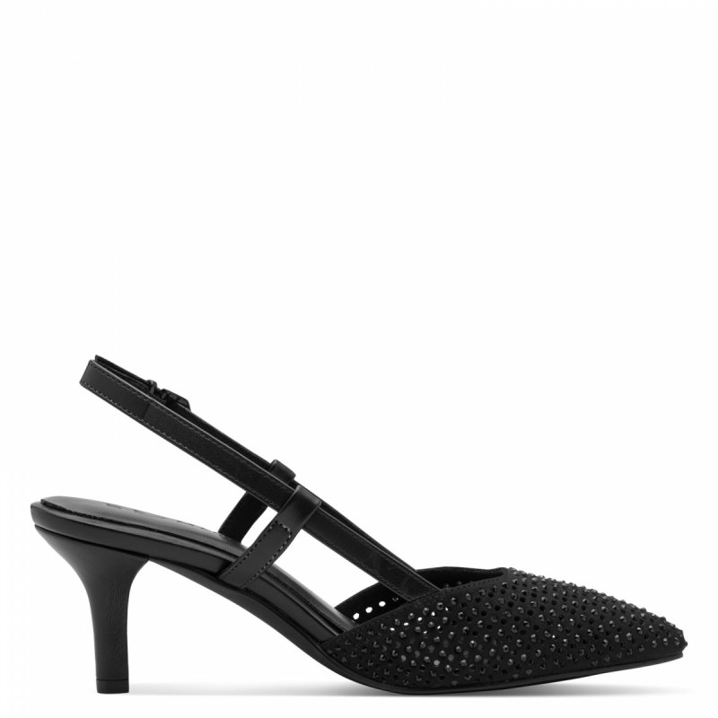 Czółenka czarne 37 MARCO TOZZI 29667 z odkrytą piętą