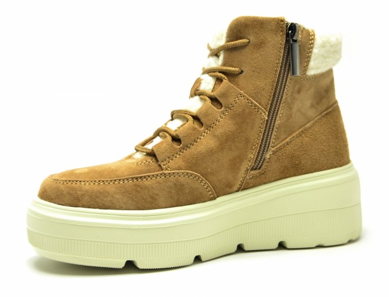 Botki 36 VINCEZA 953546 camel skóra skórzane damskie płaskie