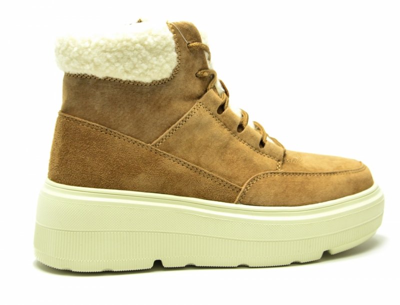 Botki 36 VINCEZA 953546 camel skóra skórzane damskie płaskie