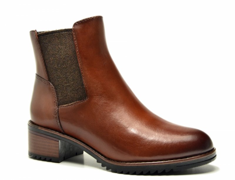 Botki 39 MARCO TOZZI skóra 25376 brązowe skórzane brąz