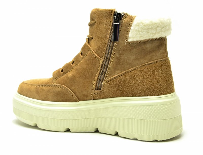 Botki 36 VINCEZA 953546 camel skóra skórzane damskie płaskie