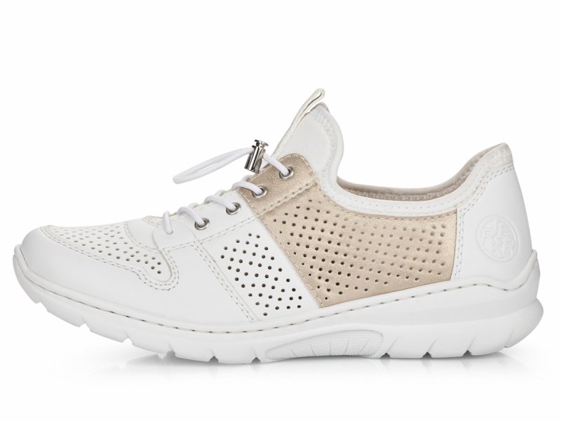 Półbuty sneakersy 40 RIEKER L3254 białe złote damskie żurowane