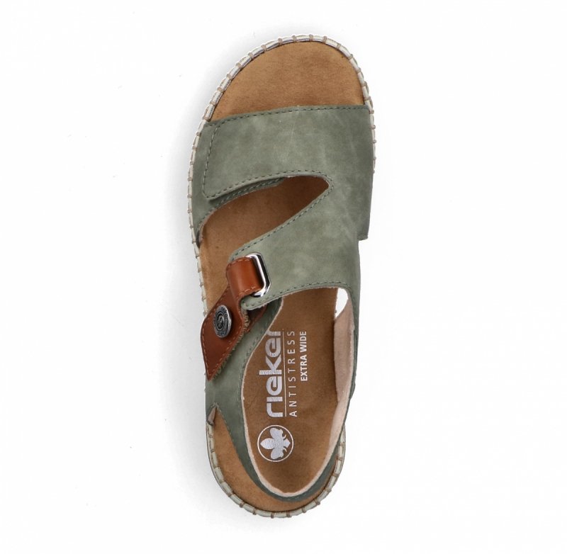 Sandałki zielone 39 RIEKER 66280 płaskie damskie