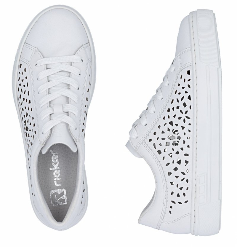 Półbuty sneakersy 41 RIEKER L8831 białe skóra damskie skórzane ażurowane