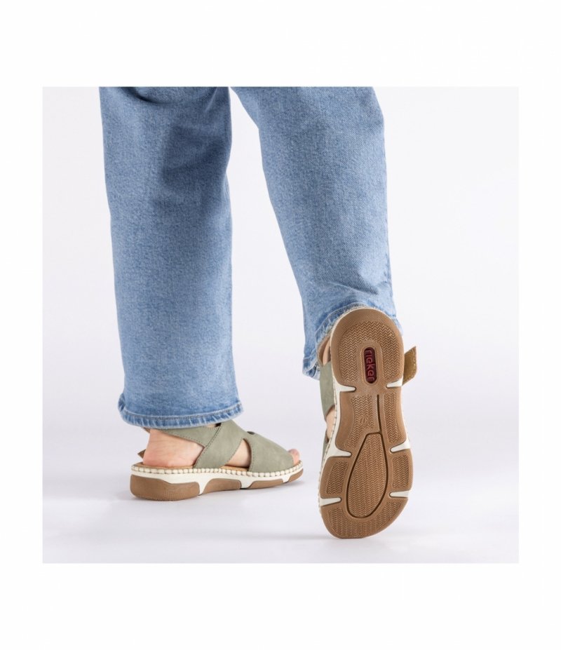 Sandałki zielone 39 RIEKER 66280 płaskie damskie