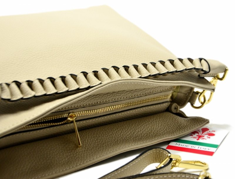 TOREBKA skóra MIKO skórzana beż beżowa 