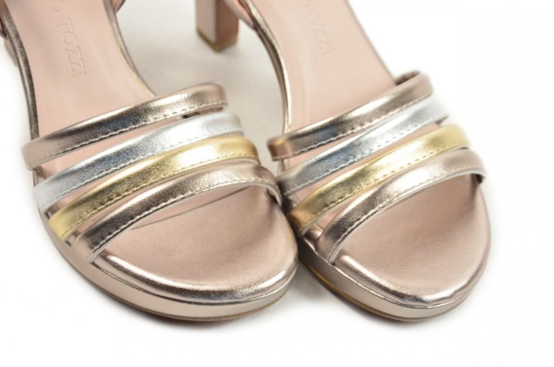 Sandałki 41 MARCO TOZZI 28309 różowe złote srebrne metaliczne