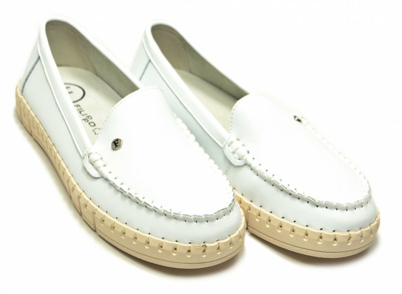 Mokasyny białe 41 skóra półbuty FILIPPO 7527 skórzane 