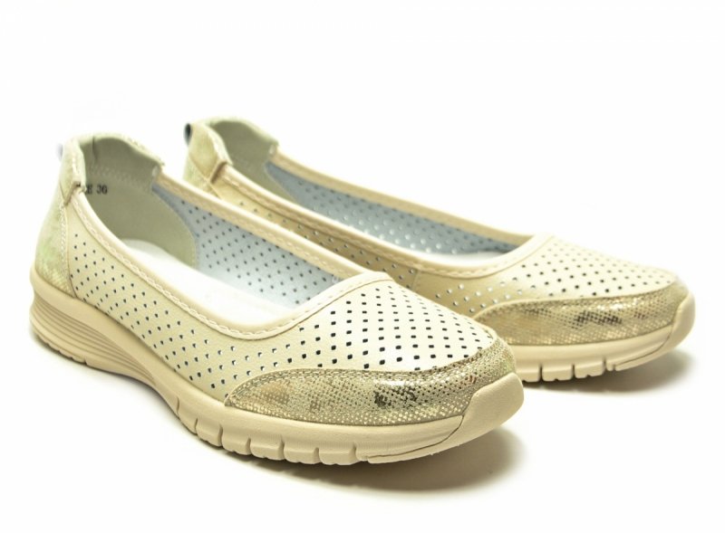 Półbuty 40 baleriny skóra VINCEZA 95369 beżowe skórzane beż ażurowane