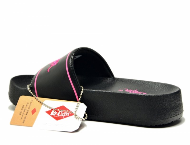 Klapki damskie 39 LEE COOPER 3530 czarne różowe