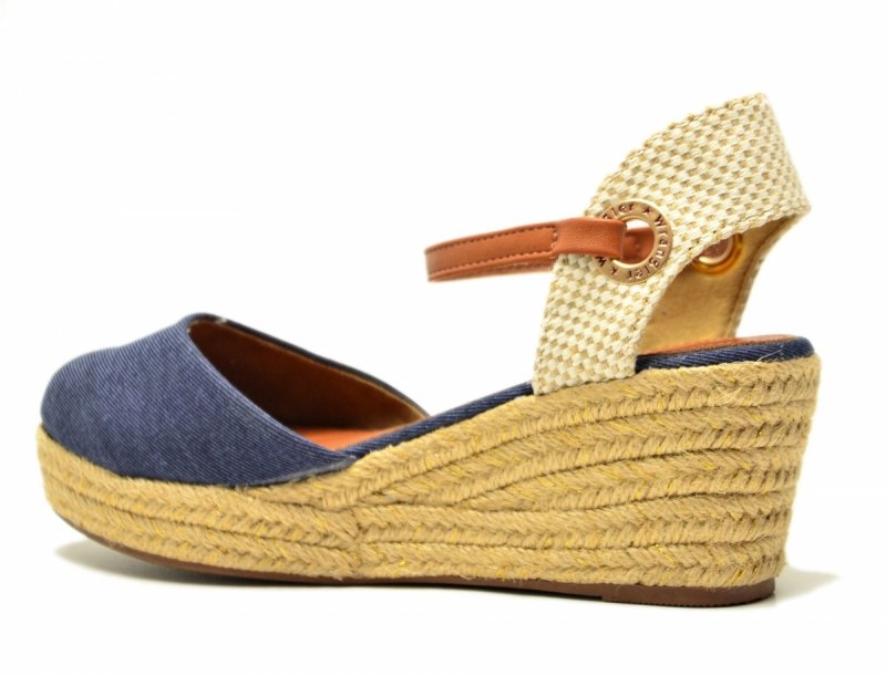 Sandały WRANGLER 39 BELA espadrylegranatowe na koturnie damskie beżowe