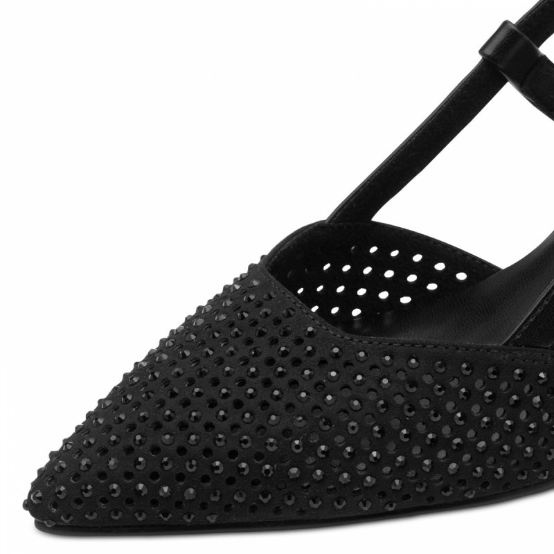 Czółenka czarne 38 MARCO TOZZI 29667 z odkrytą piętą