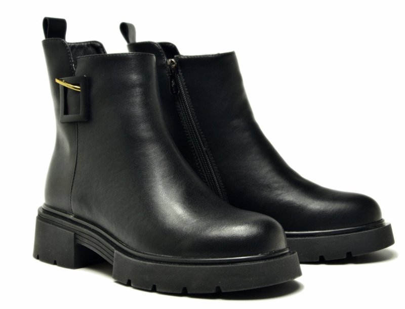 Botki 41 skóra FILIPPO 7185 czarne skórzane damskie 