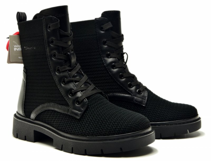 Botki 38 TAMARIS 86211  czarne duo-tex płaskie