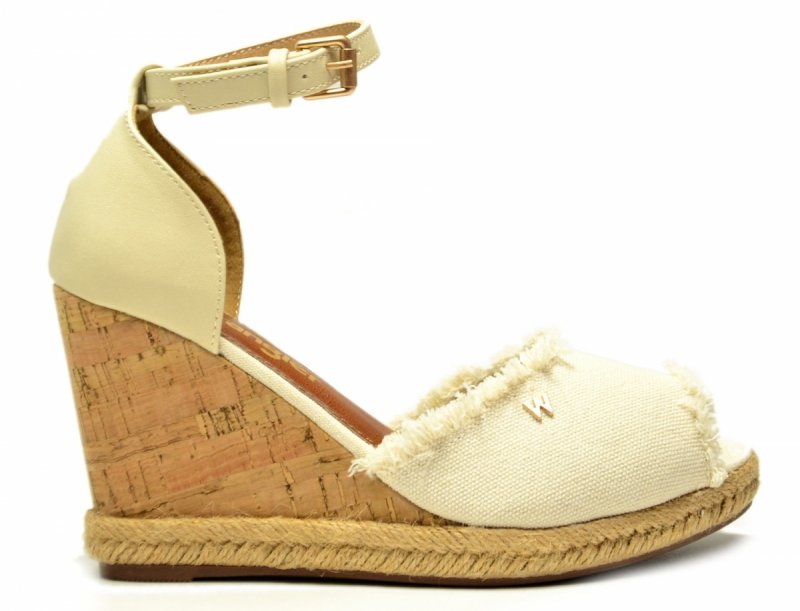 Sandały WRANGLER 38 LORETTA espadryle beżowe na koturnie damskie kremowe