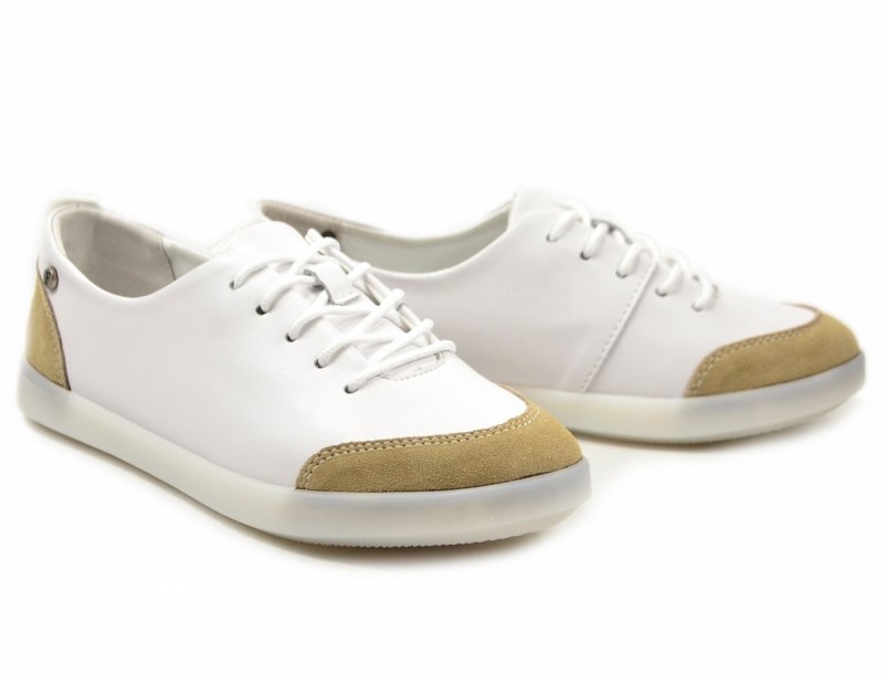 Półbuty sneakersy 36 skóra FILIPPO 6130 białe skórzane beżowe