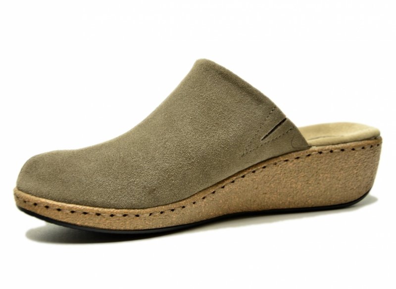 Klapki skóra 40 taupe FILIPPO 7567 skórzane na koturnie zamsz