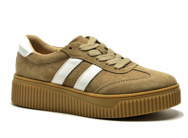 Półbuty sneakersy 41 skóra FILIPPO 6776 beżowe skórzane zamsz beżowe