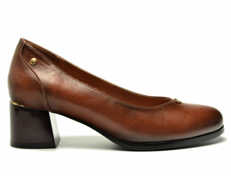 Czółenka 41 POTOCKI 12712 brązowe brąz na obcasie