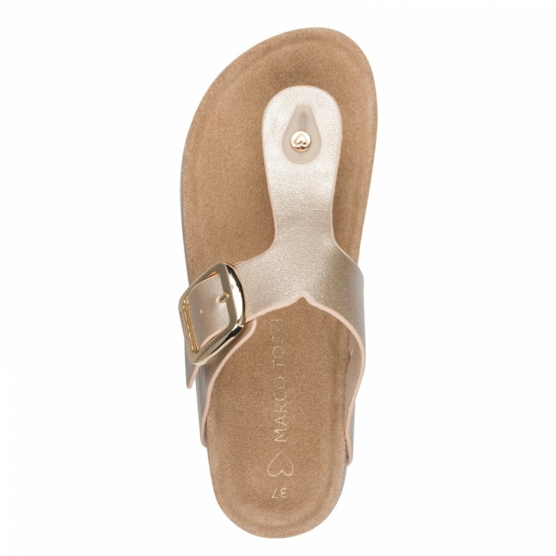 Klapki japonki złote 38 MARCO TOZZI 27120 płaskie