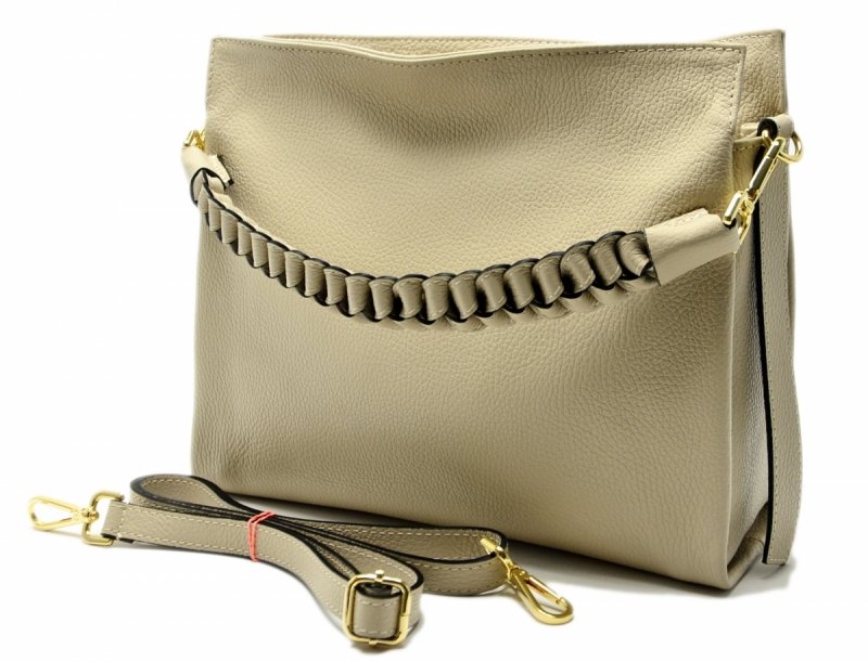 TOREBKA skóra MIKO skórzana beż beżowa 