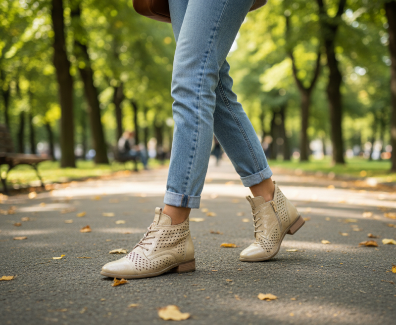 Botki 37 Potocki 12091 złote ażurowane sznurowane