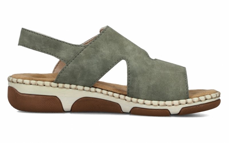 Sandałki zielone 39 RIEKER 66280 płaskie damskie