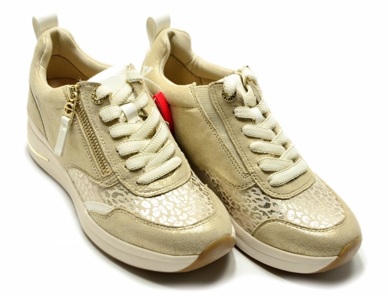 Sneakersy 41 TAMARIS 83714 skóra półbuty beżowe złote skórzane
