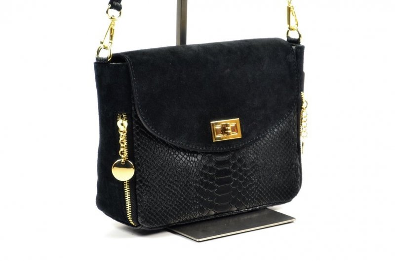 TOREBKA Miko włoska listonoszka skóra czarna krokodyl