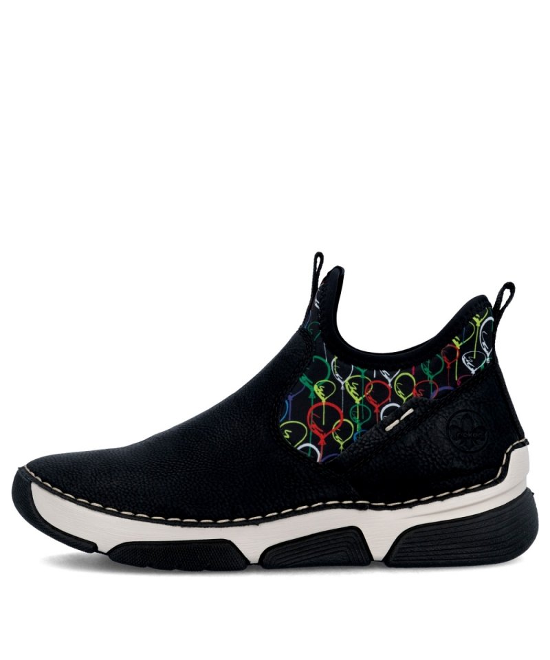 BOTKI sneakersy 37 RIEKER 45957 czarne damskie półbuty 