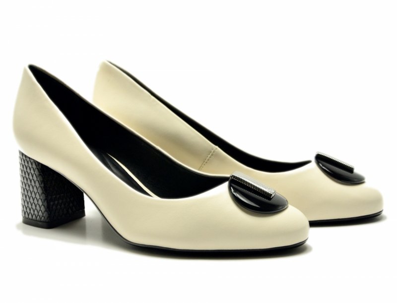 Czółenka 40 skóra złamana biel póbuty 11804 na obcasie CAPELLI ROSSI