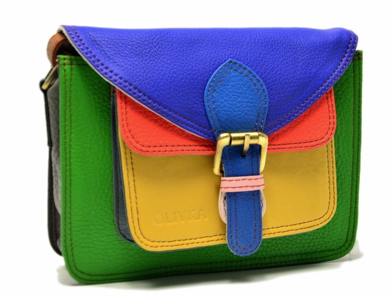 Torebka listonoszka OLIVKA skóra kolorowa skórzana 