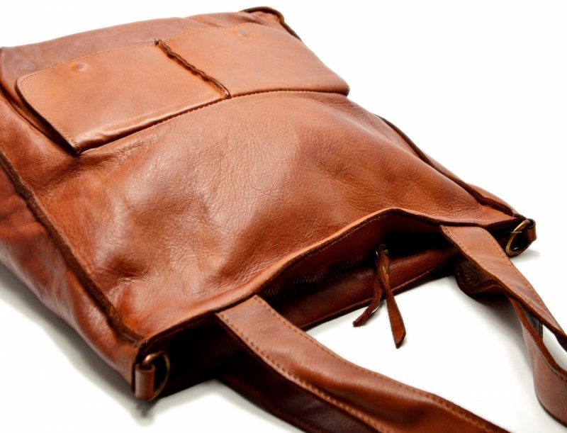 TOREBKA MIKO skóra camel vintage brązowa brąz duża