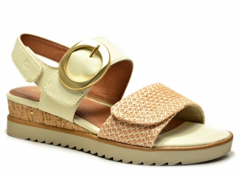 Sandały beż 40 JANA 28776 na platformie koturnie beżowe kremowe