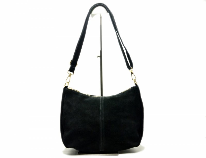 TOREBKA skóra czarna listonoszka skórzana zamsz damska LAURA BIAGGI