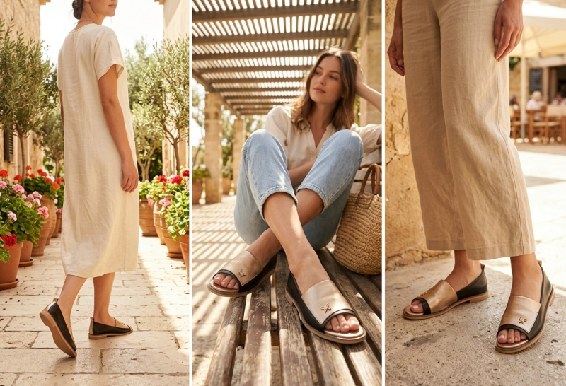 Baleriny czarne złote 39 skóra bez palcy POTOCKI 19397 damskie skórzane 