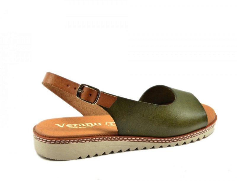 Sandałki 35 skóra VERANO 2205 zielone khaki brąz skórzane