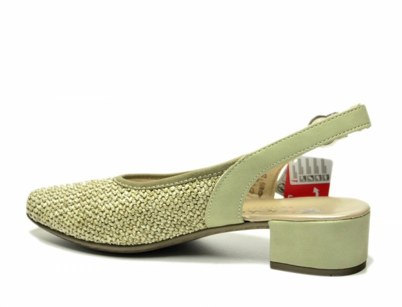 Czółenka 40 RIEKER 47060 z odkrytą piętą zielone khaki