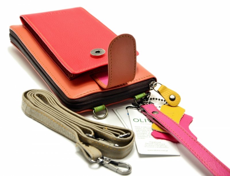 Torebka listonoszka OLIVKA skóra portfel kolorowa skórzana 