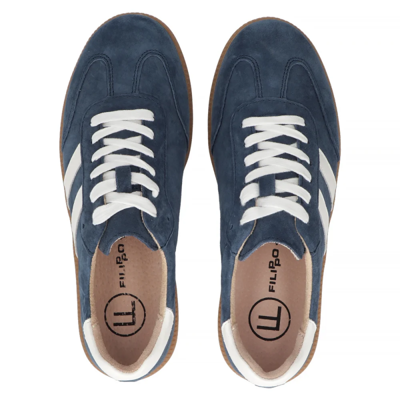 Półbuty sneakersy 36 skóra FILIPPO 6741 granatowe skórzane zamsz