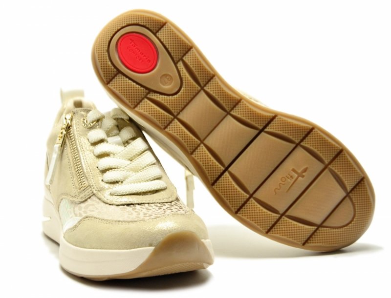Sneakersy 40 TAMARIS 83714 skóra półbuty beżowe złote skórzane