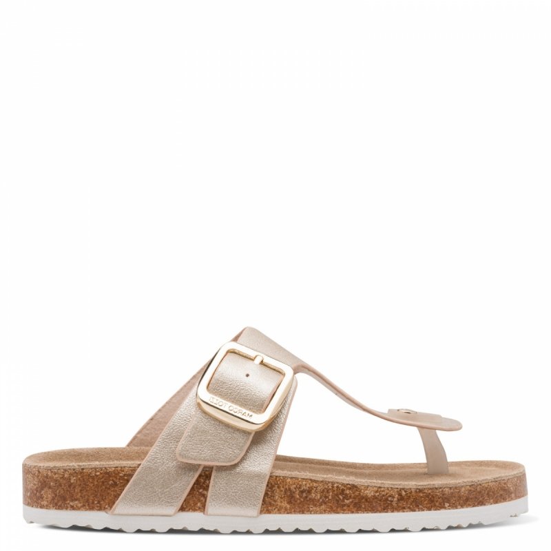 Klapki japonki złote 38 MARCO TOZZI 27120 płaskie