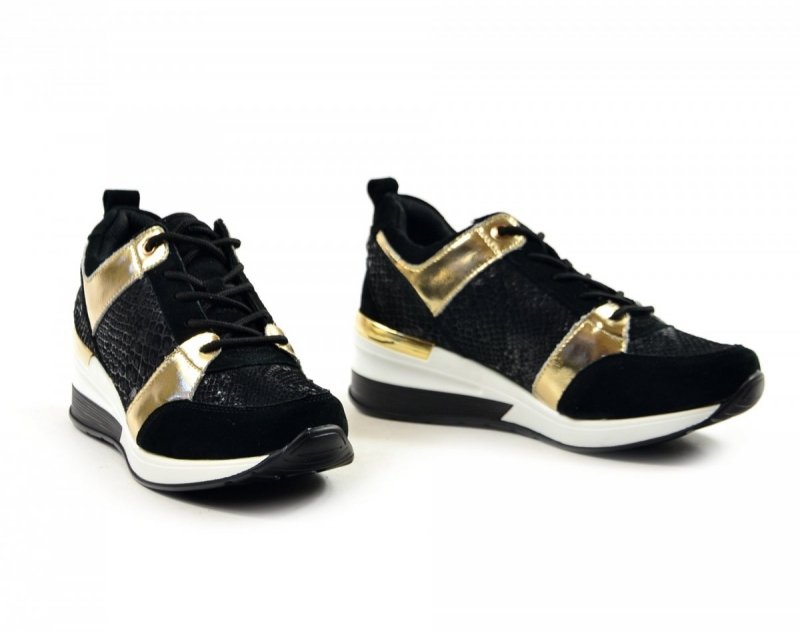 Półbuty 38 sneakersy FILIPPO 3170 skóra czarne złote