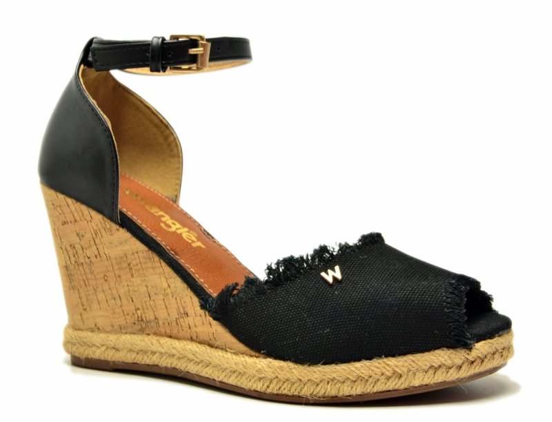 Sandały WRANGLER 41 LORETTA espadryle czarne na koturnie damskie 