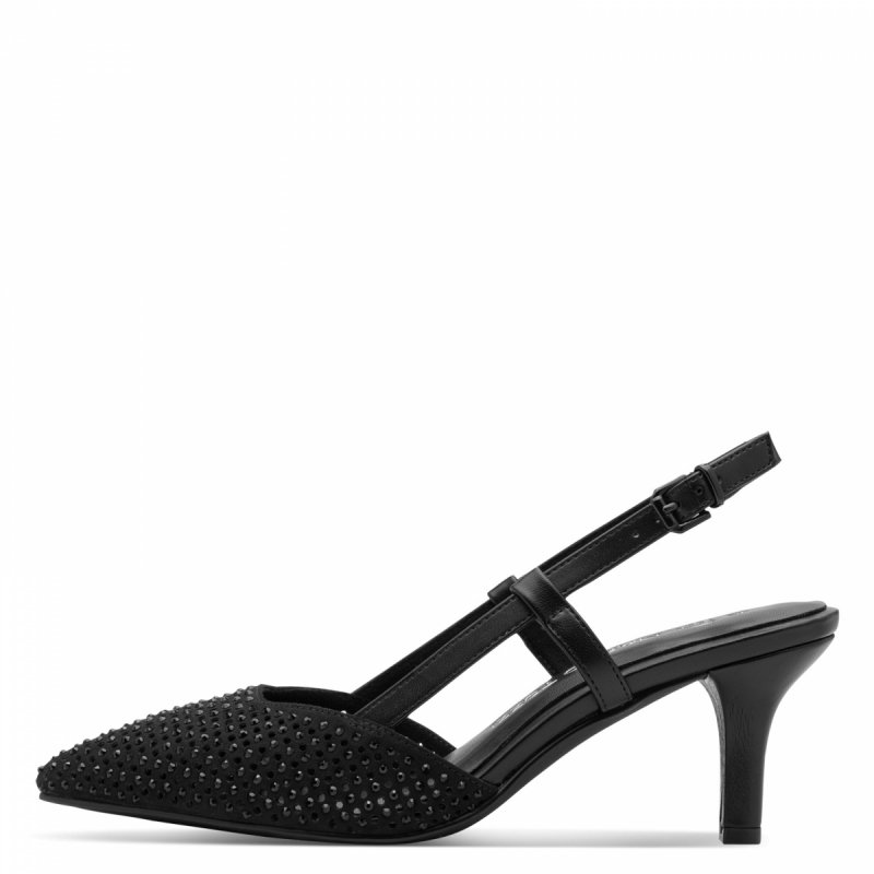 Czółenka czarne 37 MARCO TOZZI 29667 z odkrytą piętą