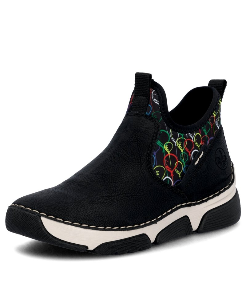 BOTKI sneakersy 37 RIEKER 45957 czarne damskie półbuty 