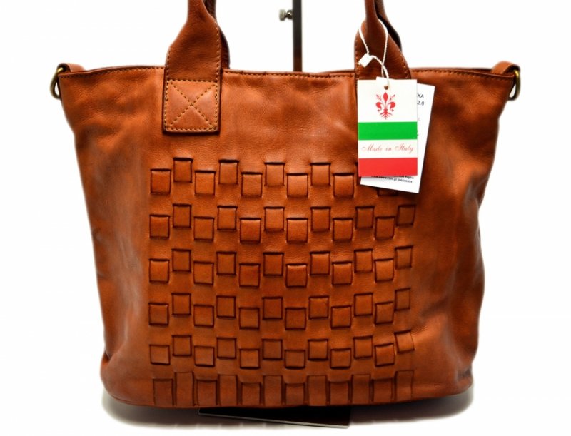 TOREBKA skóra vintage skórzana camel KEIRA brąz