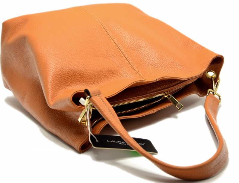 TOREBKA damska skóra camel skórzana LAURA BIAGGI