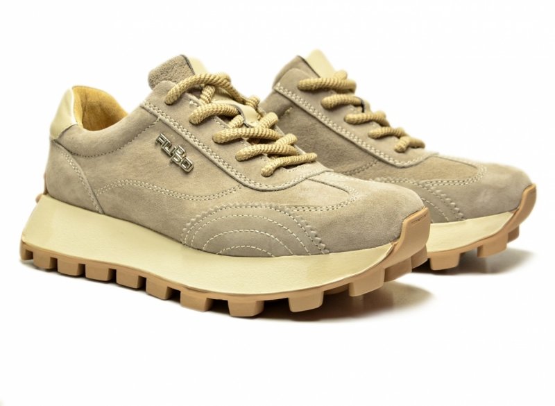 Sneakersy beż 37 skóra FILIPPO 7498 beżowe skórzane zamsz półbuty